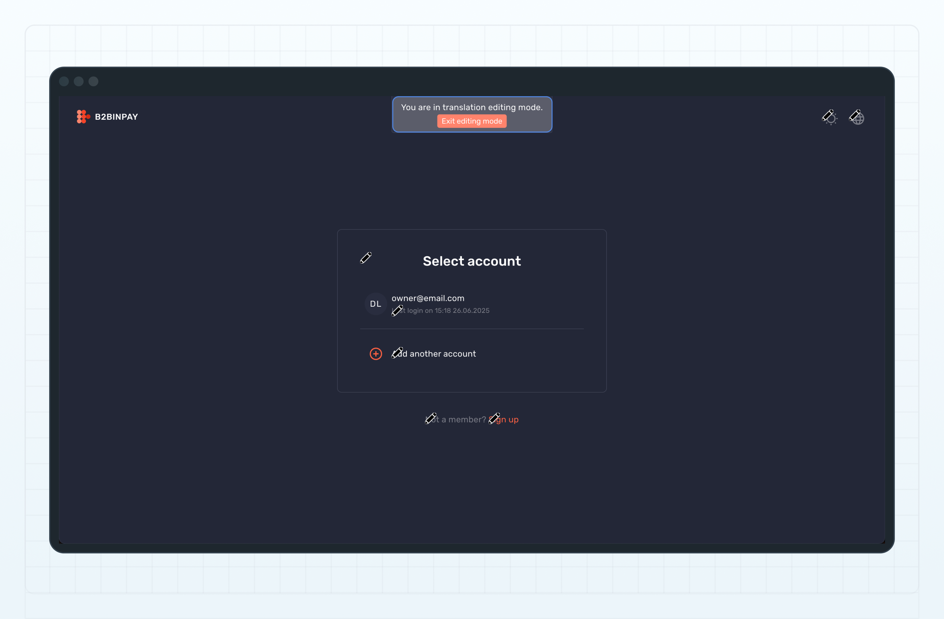 Enable the editing mode
